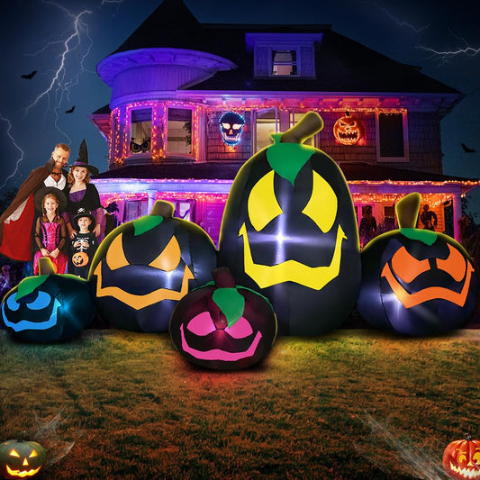 9FT Halloween Inflatables Decoration Outdoor, Pumpkin Inflatable Outdoor Decoration with LED Light, Halloween Inflatables Outdoor Decorations Blow up Pumpkin for Holiday Party Lawn Yard Garden Décor
