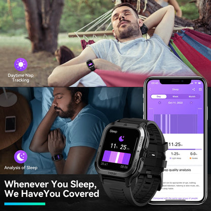 AMAZTIM Smart Watch, 60 Days Extra-Long Battery, 50M Waterproof, Rugged Military Bluetooth Call(Answer/Dial Calls), 1.85" Ultra Large HD Display, AI Voice Assistant, Compatible for Android and iOS