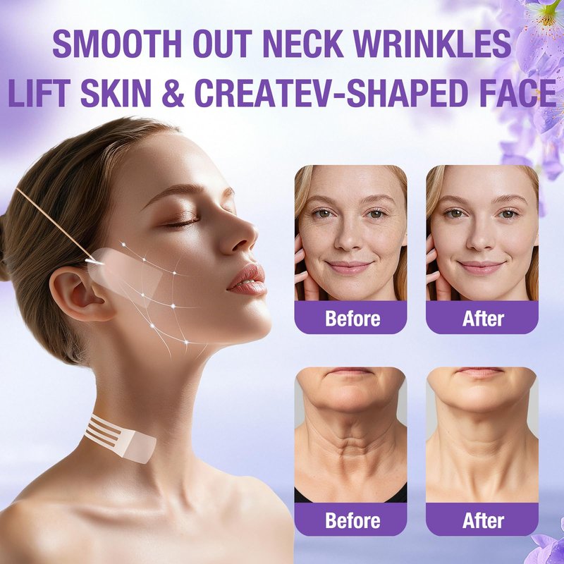2026 Face Neck Lift Tape Invisible Wrinkle Smoothing & Skin Tightening Waterproof Anti-Aging Lift Sticker for Sagging Skin/DoubleA Chin/Jowls Say goodbye to wrinkles 8 Bands + 38 Patches Kit
