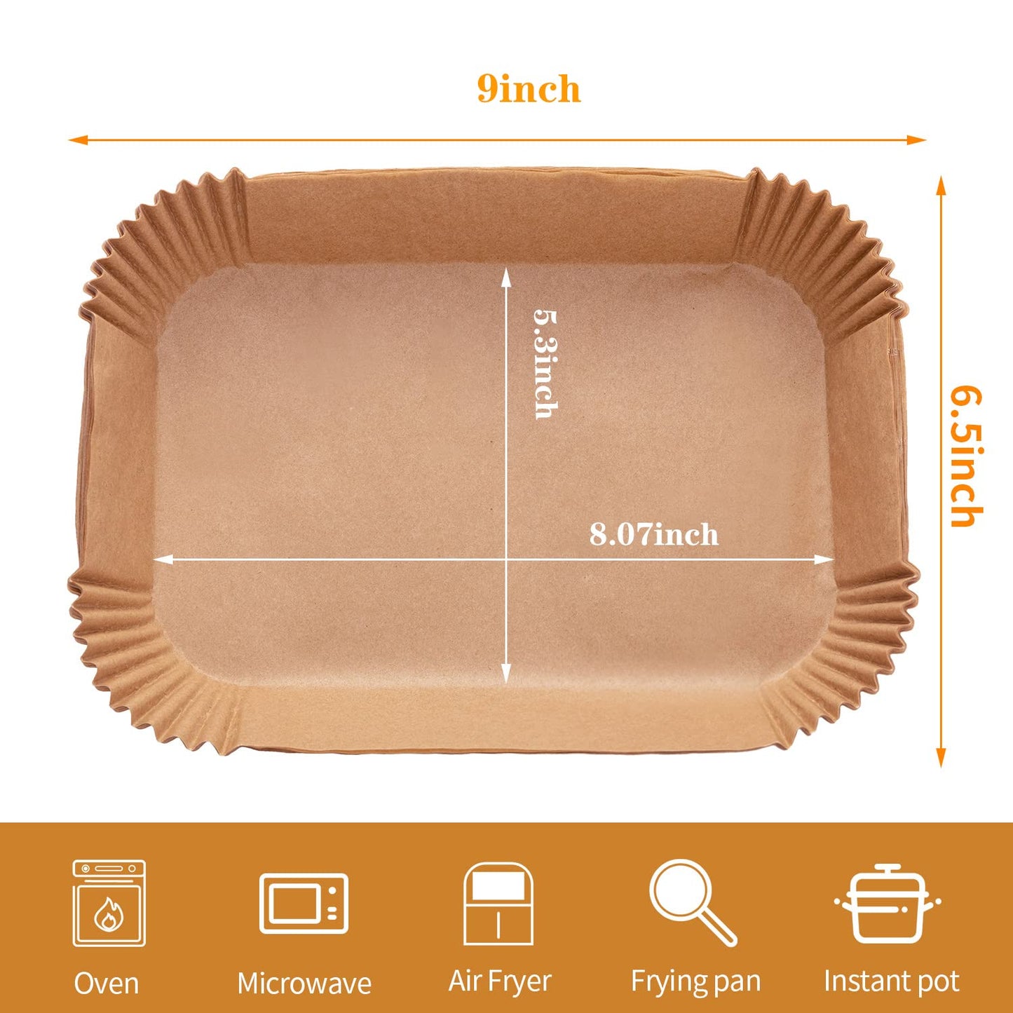 Air Fryer Disposable Paper Liner, 100PCS Food Grade Parchment Liners for Ninja DZ201,Ninja Foodi Dual Air Fryer Accessories Baking Paper (9 * 6, Natural)