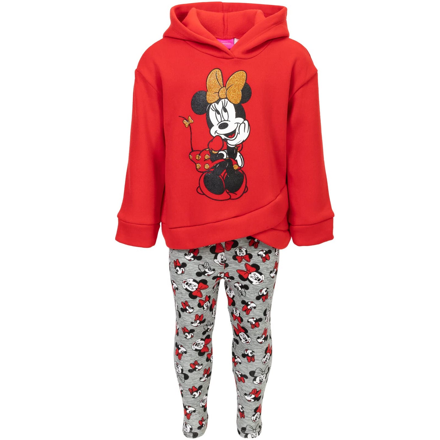 Disney Minnie Mouse Big Girls Fleece Hoodie and Leggings Outfit Set Red 14-16