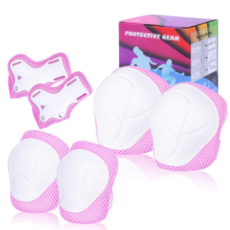 Kids Protective Gear Set SHENMOREN Knee Pads for Kids 3-10 Years Toddler Knee and Elbow Pads with Wrist Guards 3 in 1 for Skating Cycling Bike Rollerblading Scooter (Pink)