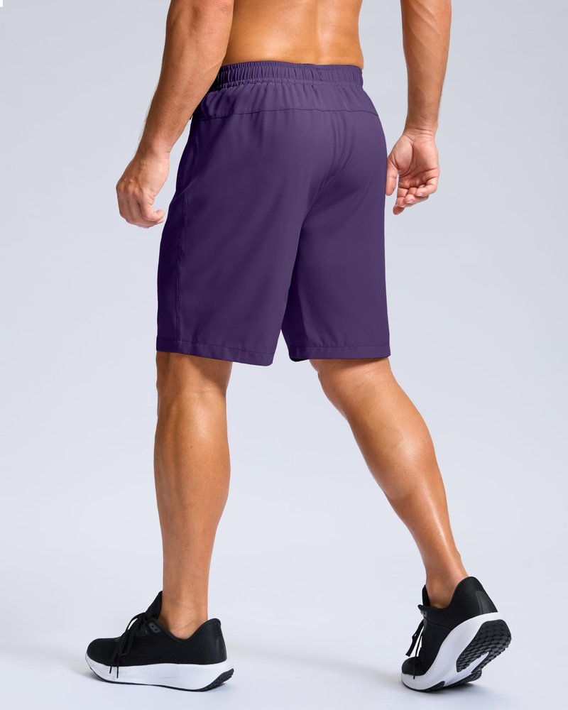 Men's Athletic Running Shorts with Zipper Pockets Quick Dry 7"/ 5"/ 9" Workout Gym Shorts for Basketball Hiking(Purple,9L)