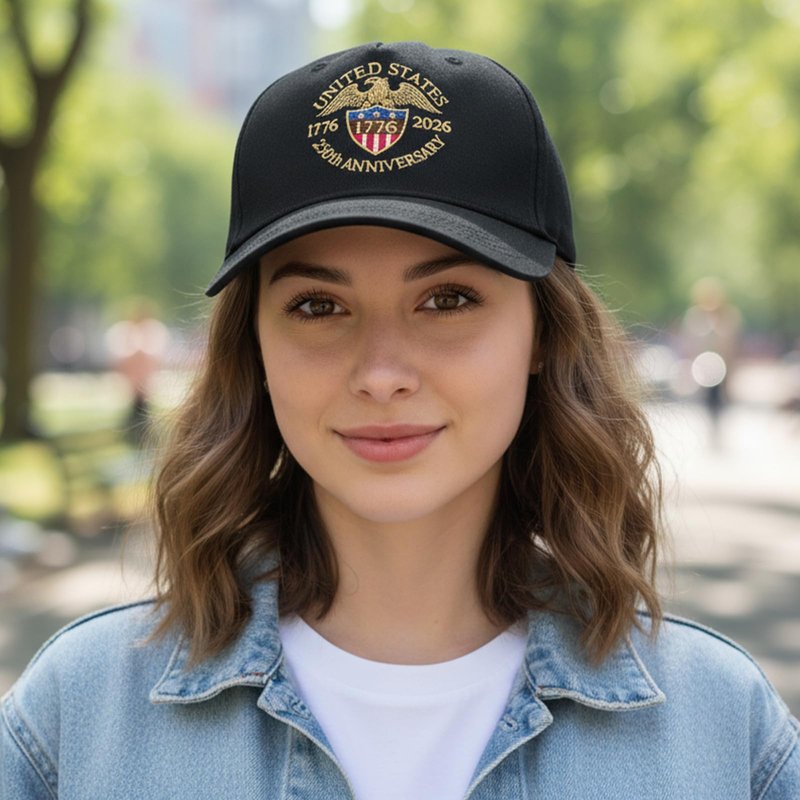 United States 250th Anniversary Baseball Hat,1776-2026 Patriotic Embroidered Adjustable Cap for Men & Women (Black)