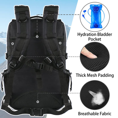 YOREPEK Military Tactical Travel Backpack, 45L Army Rucksack with Molle Large Capacity Survival Back pack Assault Pack 3 Day Bug Out Bag for Outdoor Sports Hiking Camping Mountaineering Trekking