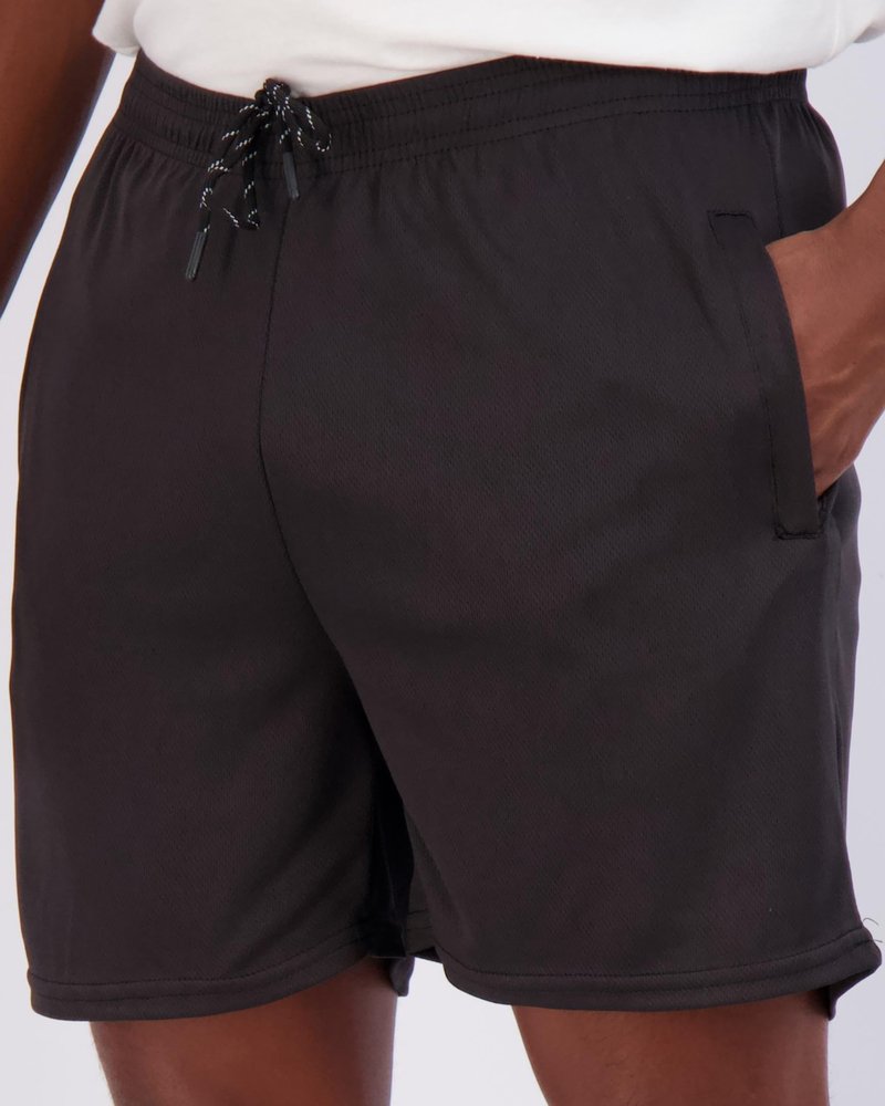 Real Essentials 4 Pack: Men's Mesh 5" Athletic Zipper Shorts Workout Gym Running Basketball (5 Inch Set 9, Black, Red, Charcoal, Blue - L - Standard)