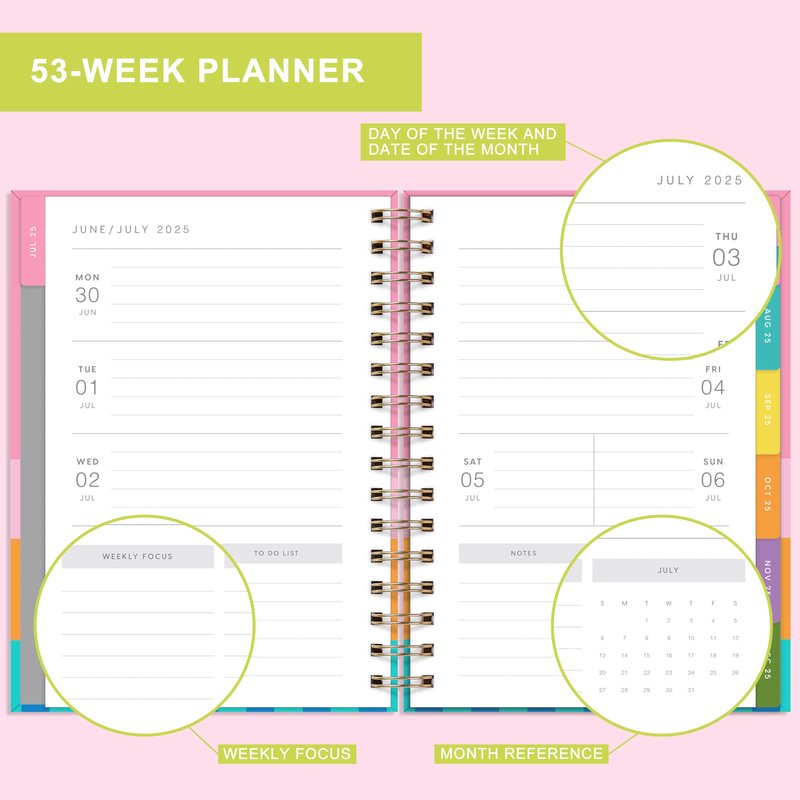 And Per Se Student Planner 2025-2026, Academic Planner July 2025 - June 2026, 8.5" × 6.2", Weekly & Monthly Lesson Plan for Students with Colorful Tabs & Stickers (Stripe)