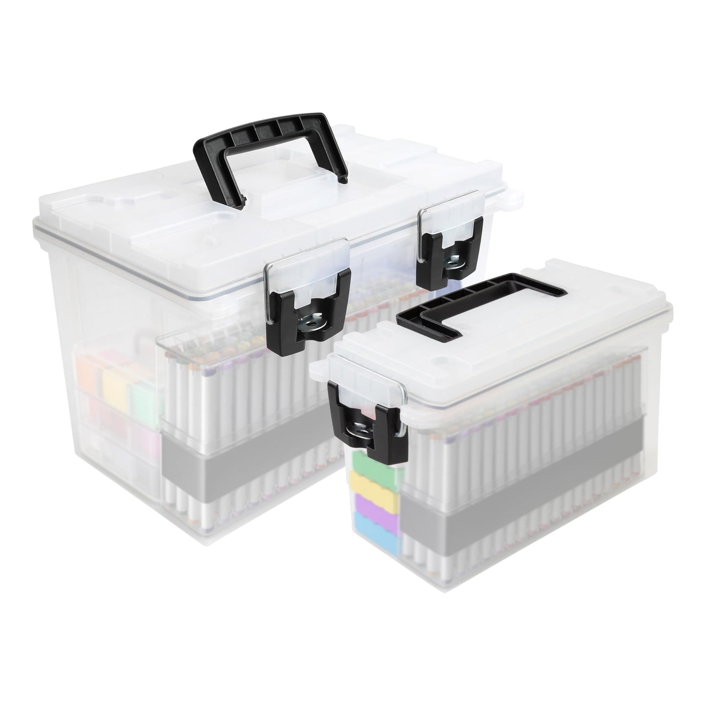 Sheffield 12722 Storage Bins With Lids, 2-Pack Stackable Storage Bins, Made in USA, Lockable and Water-Resistant Containers with Lids, Plastic Containers for Home, Classroom, and Dorm