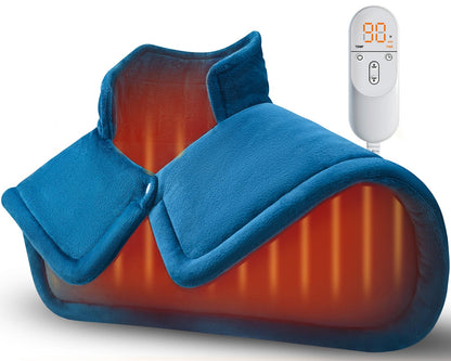 Heating Pad for Neck Shoulders Back, Valentines Day Gifts for Him Her Men Women Mom Dad, Weighted Electric Heated Wrap 6 Heat Settings 4 Timers Auto Off, Birthday Anniversary Retirement Gifts, Blue