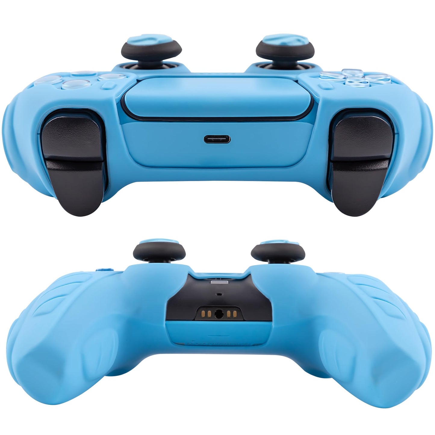 CHIN FAI Ergonomic Soft Grip Skin Compatible PS5 Controller Cover, Anti-Slip Silicone with 6 Thumb Grips Accessories Set for PlayStation 5 (Starlight Blue)