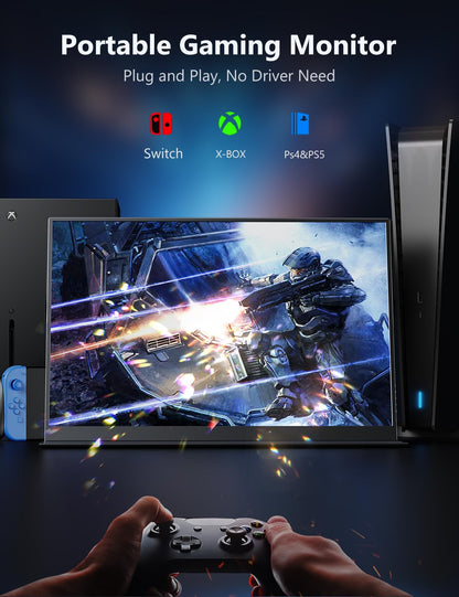 4K Portable Monitor, 16" 3840x2400 IPS Laptop Screen, 1500:1, 400 Nits Screen USB C HDMI Computer Gaming Display with Speakers & Smart Cover, Travel Monitor for PC Phone PS5/4 Xbox Switch