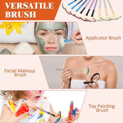 9 Pieces Facial Fan Mask Brushes, Soft Facial Applicator Brushes Tools for Peel Glycolic Makeup for Mud Cream(Champagne)