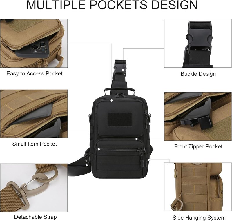 Tactical Backpack for Men - Military Sling Shoulder Bag for Hiking, Camping & Everyday Use | Versatile Crossbody Design