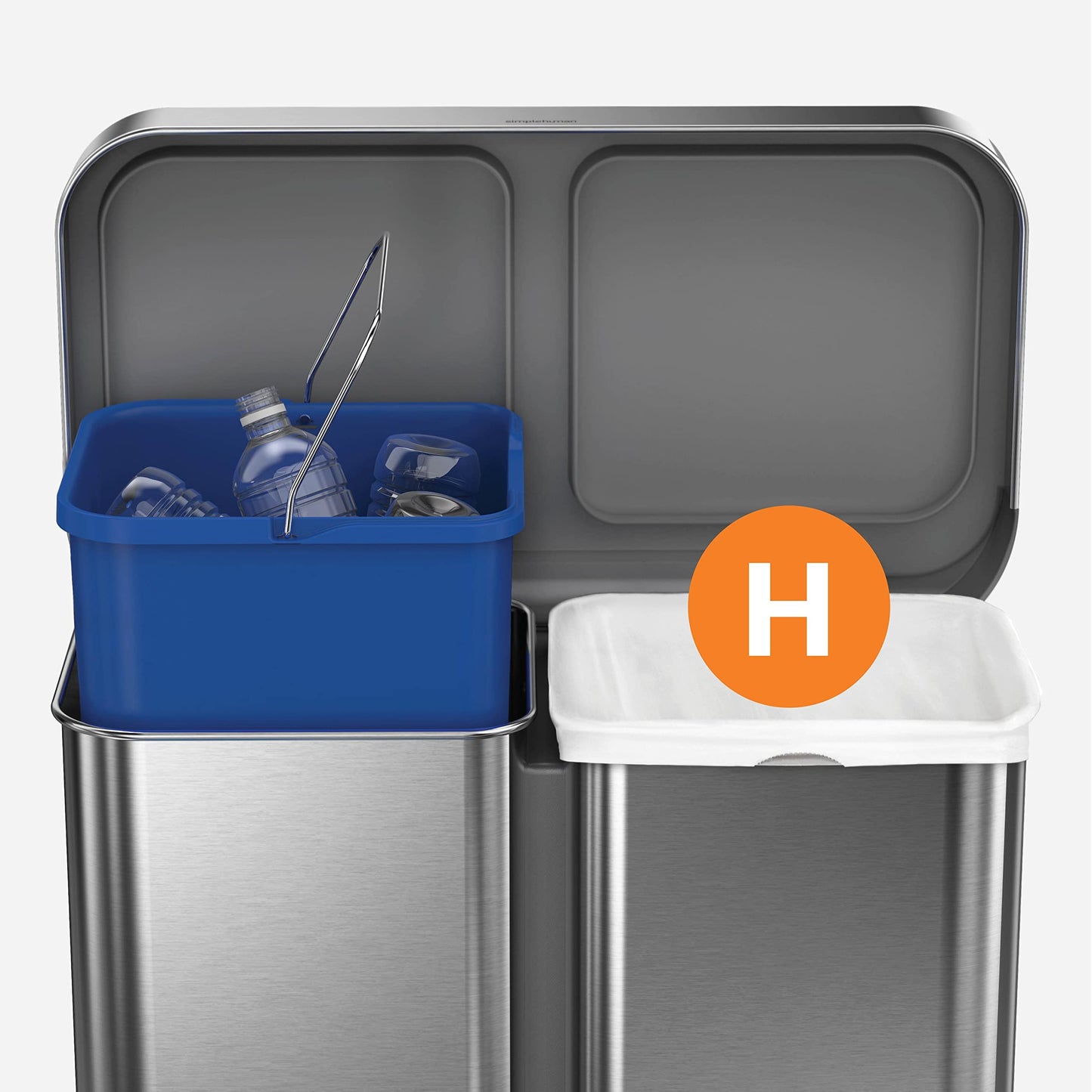 simplehuman Code H 60 Liners, 50% Recycled Custom Fit Bin Bags in Dispenser Packs with Durable Drawstring Tie Handle, 30-35L, White