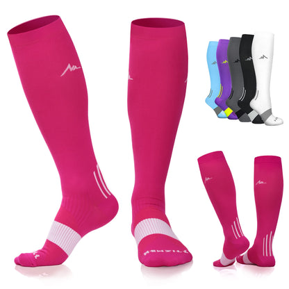 NEWZILL Medical Compression Socks for Women & Men Circulation 20-30 mmHg, Best for Running Athletic Hiking Travel Flight Nurses (Pink, L/XL)