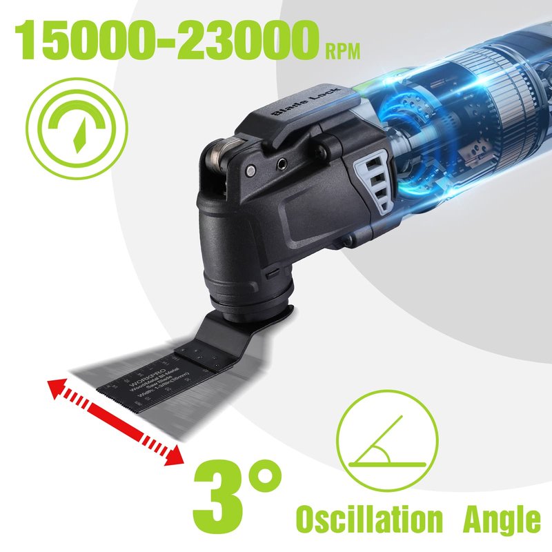 WORKPRO Oscillating Multi-Tool Kit for Christmas, 3.0 Amp Corded Quick-Lock Replaceable Oscillating Saw with 7 Variable Speed, 3° Oscillation Angle, 17pcs Saw Accessories, and Carrying Bag