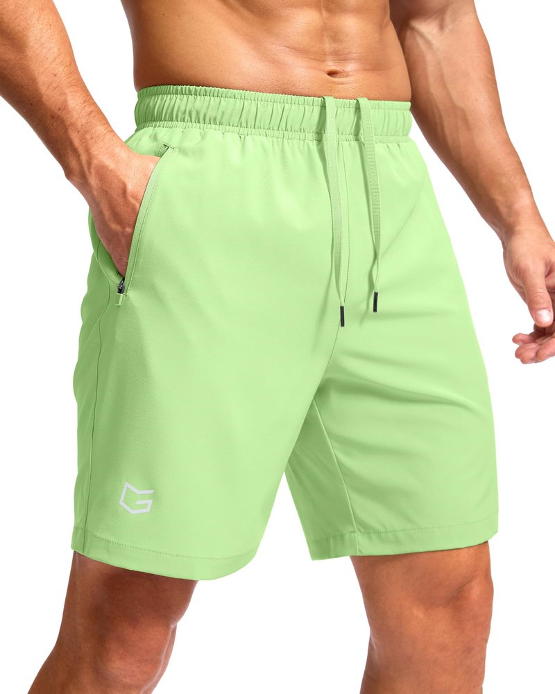 G Gradual Men's Athletic Running Shorts with Zipper Pockets Quick Dry 7"/ 5"/ 9" Workout Gym Shorts for Basketball Hiking(Mint Moment,7M)