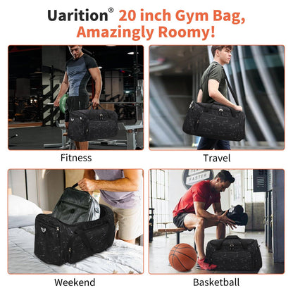 Gym Bag for Men - 55L Black Durable Large Duffle Bag for Travel, Workout, Fitness & Sport