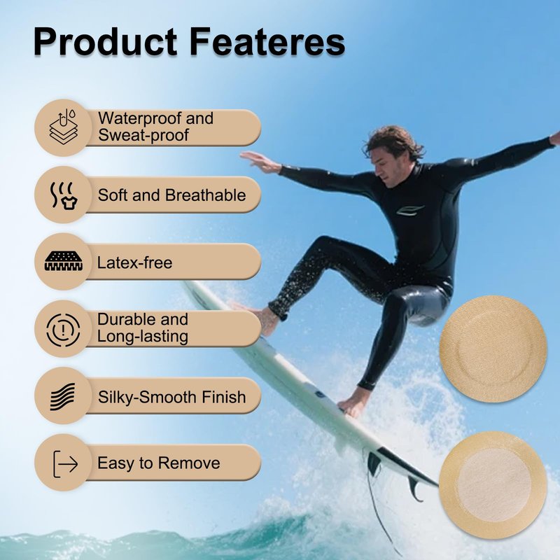 ANAMPION Nipple Covers for Men，80Pcs (40 Pairs) Mens Nipple Cover Hider for Running, Marathon, Gym, Surfing.Central Non-Adhesive, Anti-Chafing, Hypoallergenic, No Show Anti-Chafe Nipple Tape.