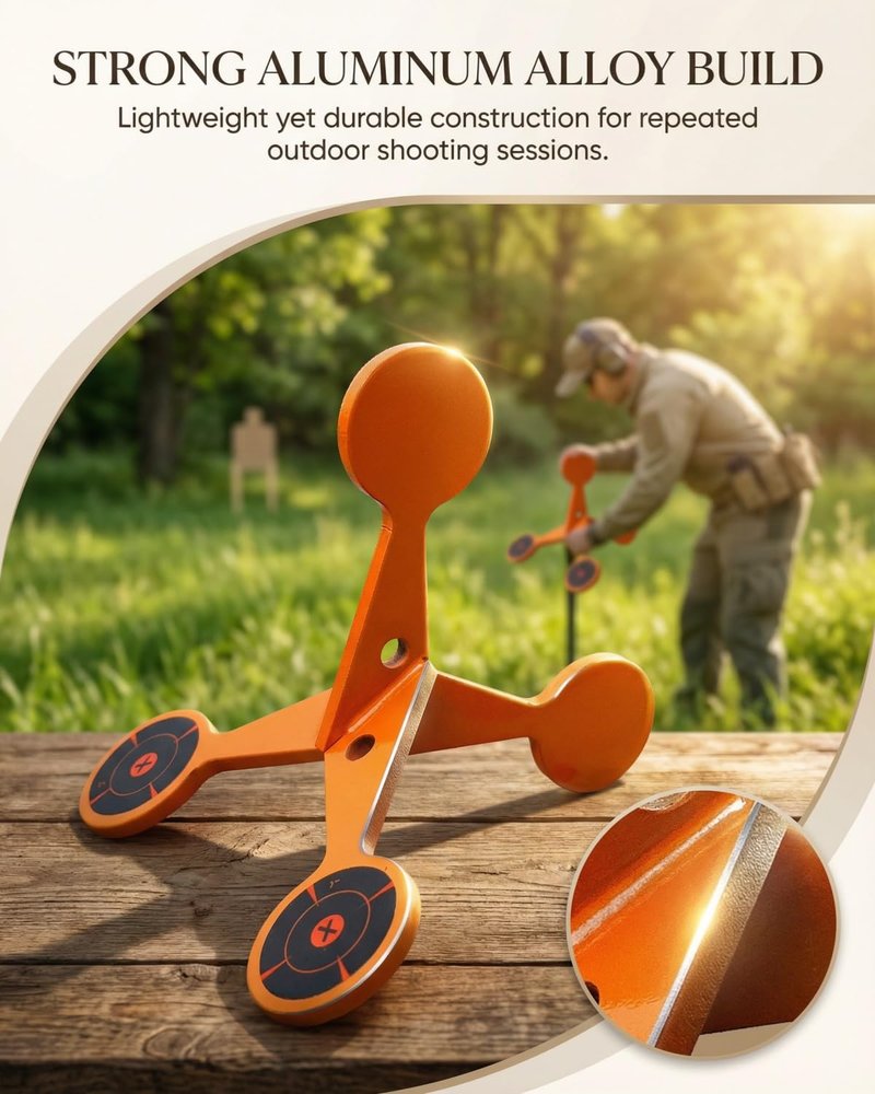 Spinning Shooting Target Thickened Flip Roller, Walking Flipping or Jumping Resetting Target with 10 Sheets of Splash Paper, Portable Metal Reactive Targets for Airsoft, Pellet Guns(2mm)