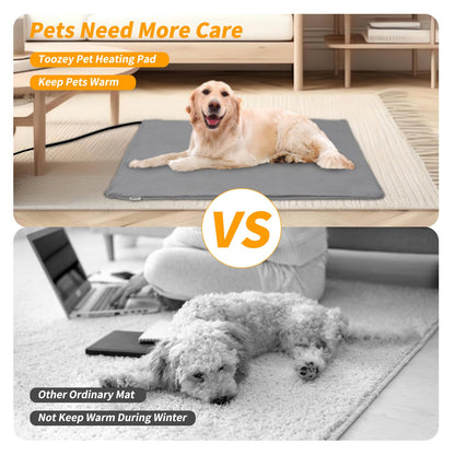 Toozey Cat Heat Pad Electric 45 * 40 cm, 4 Adjustable Timer & 6 Adjustable Temperature, Safe Pet Heating Pad Mat with Crystal Velvet Cover, Waterproof, Ideal for Whelping/Puppy/Dogs and Cats, S