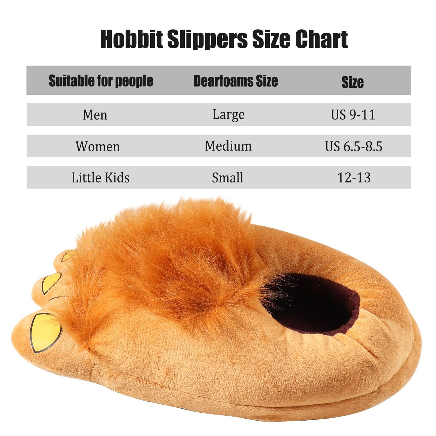 Extpro Caveman Slippers Furry Monster Novelty Warm Winter Plush Bigfoot Indoor House Shoes for Adults Kids (Medium)