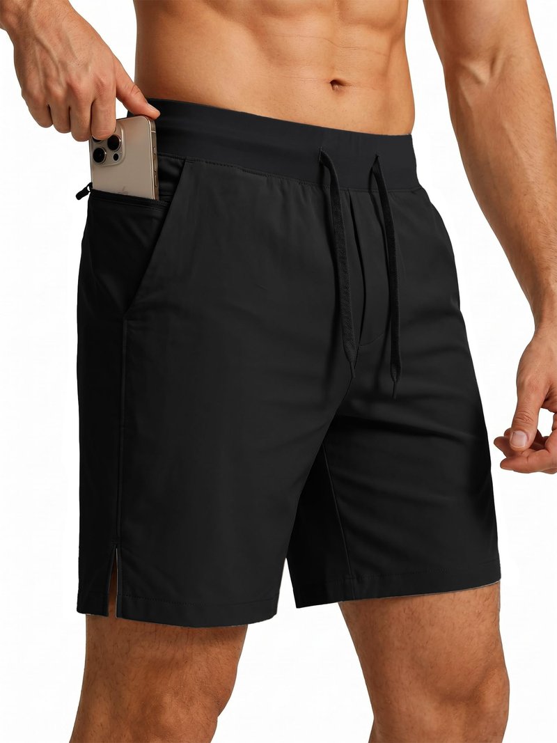 Comdecevis Mens Running Shorts 7 Inch Quick Dry Casual Hybrid Gym Workout Athletic Shorts for Men L(36) Black