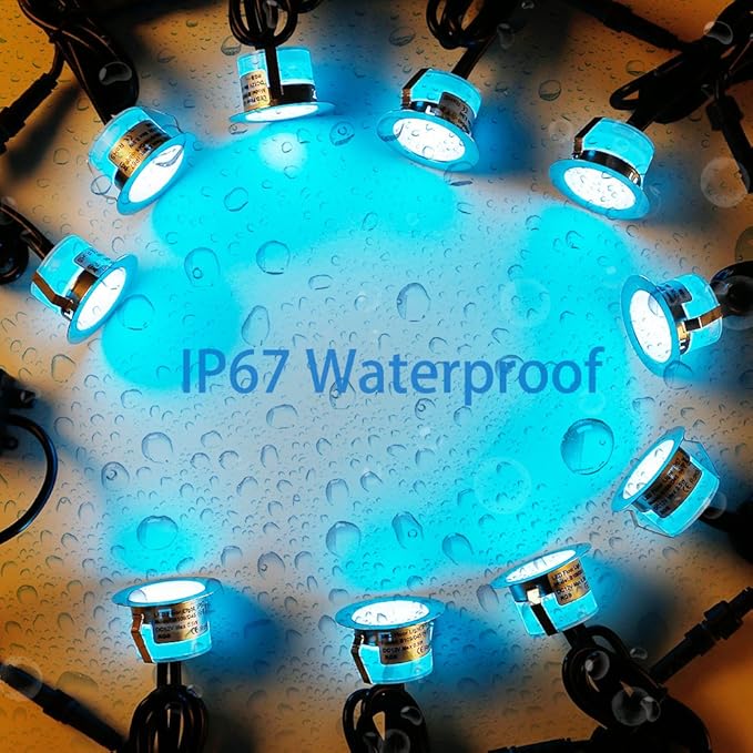FVTLED Low Voltage Recessed RGBW Deck Light, 50pcs Φ1.22 RGB & Warm White Stainless Steel Waterproof Outdoor Step Lighting In-ground Landscape Pathway Patio Stair Decor Lamp, Black