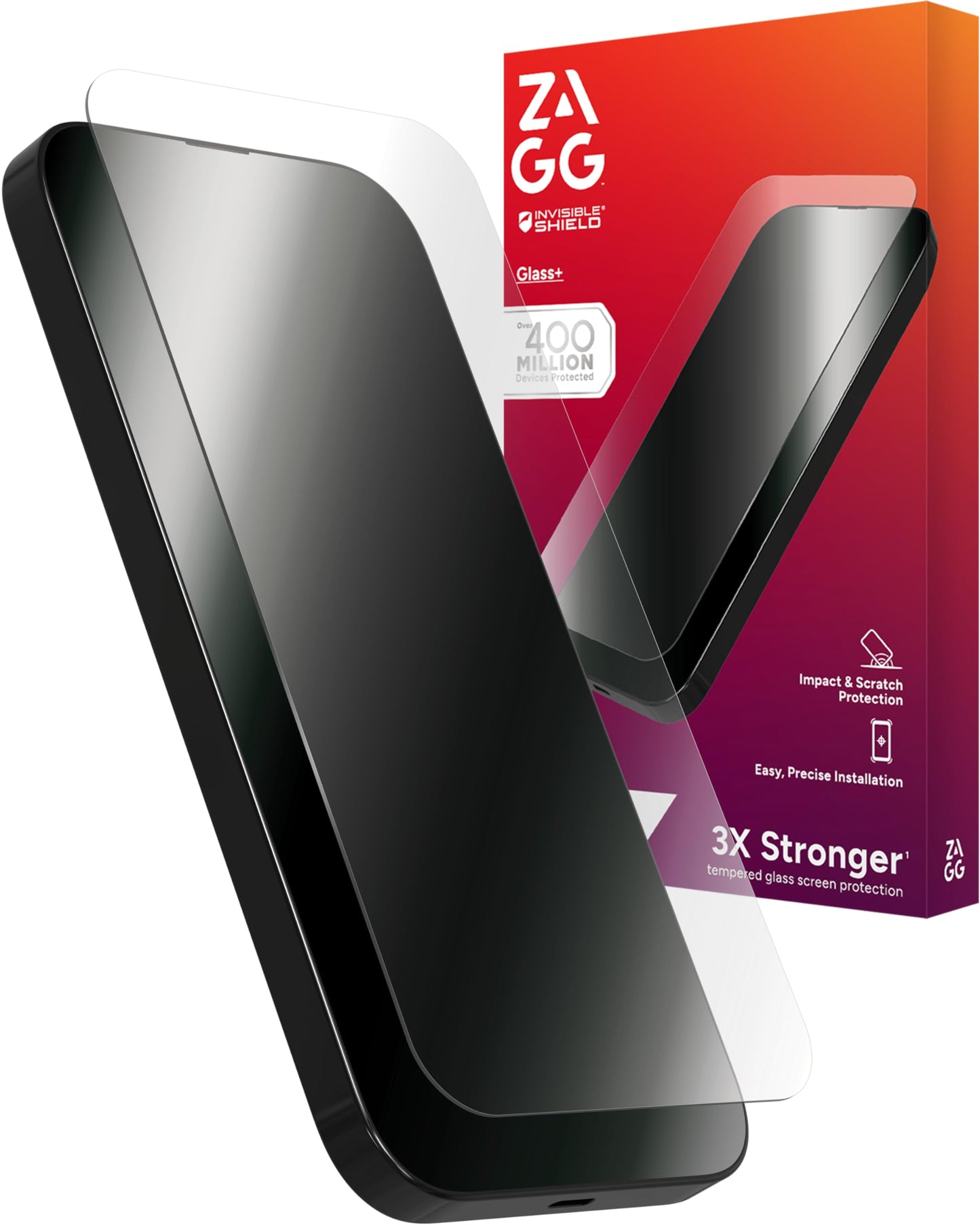 ZAGG Glass+ Screen Protector for iPhone 16e/ 14/13/ 13 Pro - 3X Shatter Protection, High Scratch Resistance, Oil-Resistant, Reinforced Edges, InvisibleShield, Easy Install