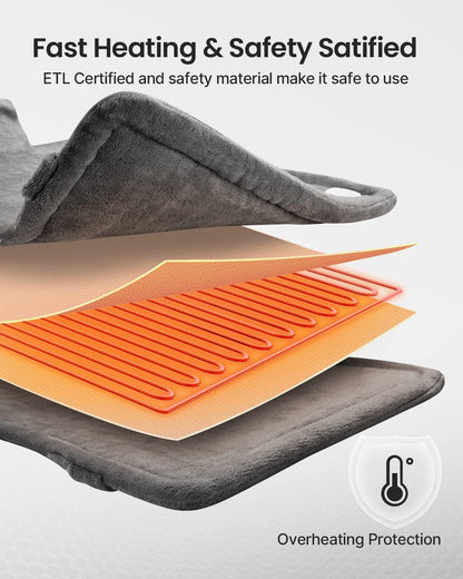 RENPHO Electric Heating Pad for Back Pain Relief, Birthday Gifts for Women Men Mom Dad, FSA HSA Eligible, Large Heat Pad for Neck and Shoulders, Fast Heating, 24"x33", ETL Certified, Gray