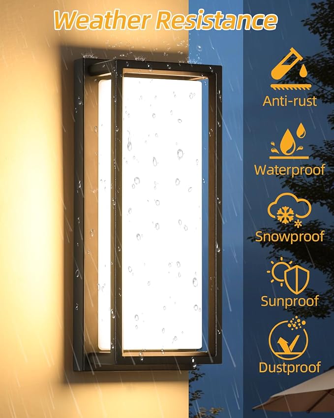 RAYVO Outdoor Wall Light, 1500LM RGBCW Smart Porch Lights Color Changing Exterior Lighting Fixtures, IP65 Waterproof Outdoor Sconce Lights for House Compatible with Alexa Google Assistant, ETL Listed