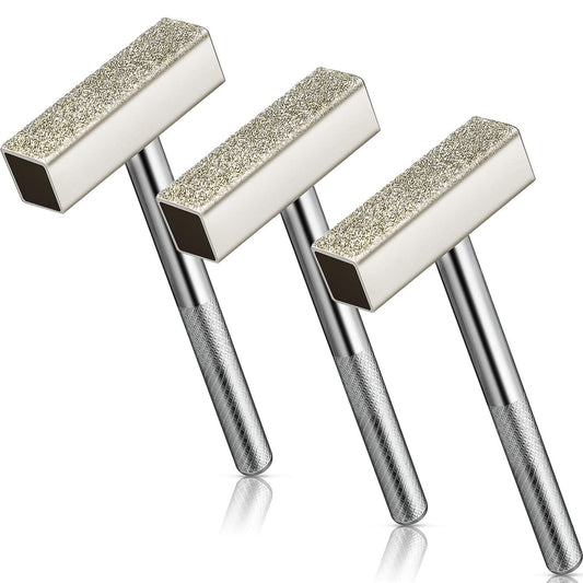 3 Pieces Grinding Wheel Dresser Tool Diamond Grinding Wheel Stone Dresser with Flat Diamond Coated Surface for Grinding Deburring Wheels, Silver