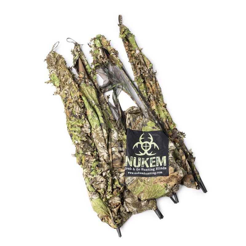 Nukem Grab & Go Hunting Ground Blind - Mossy Oak Obsession 3D Leafy - Lightweight Stake-Free Pop Up Turkey & Deer Blind (X-Large)