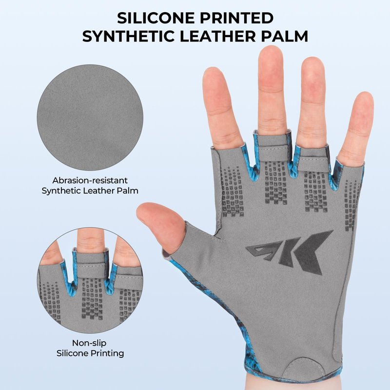 KastKing Gill Raker Gloves, UPF 50 FrostWeave Yarn Cooling Fabric, Non-Slip Grip, Quick-Dry, Short Cuff Comfort, Reflective Logo, Fishing, Hiking, Outdoors