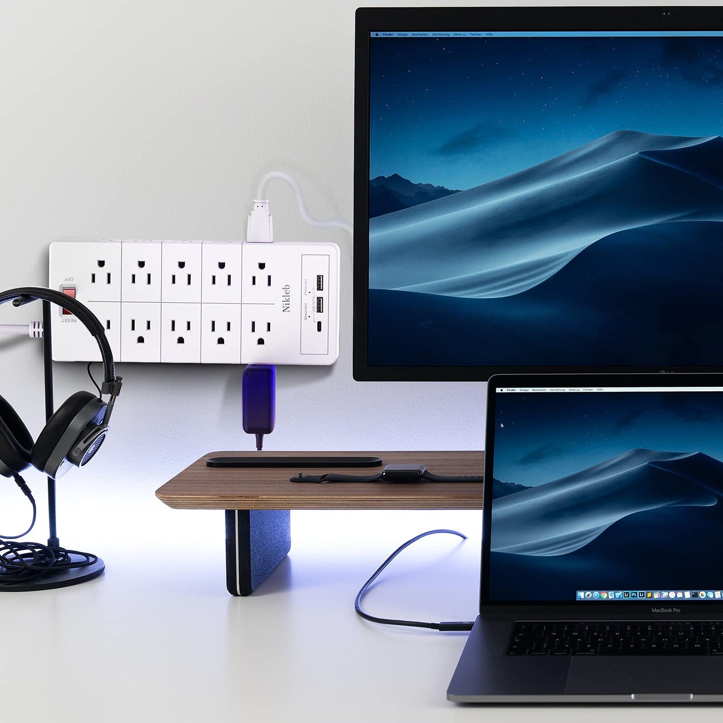 Power Strip 23 in 1, 20 Outlets Surge Protector Wall Mount with 2 USB+1 USB C Ports, Multi Plug Extension Cord 6ft Heavy Duty, Accessories for Gaming, Studio, Home, Office, Desk Organizers