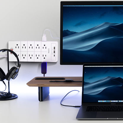 Power Strip 23 in 1, 20 Outlets Surge Protector Wall Mount with 2 USB+1 USB C Ports, Multi Plug Extension Cord 6ft Heavy Duty, Accessories for Gaming, Studio, Home, Office, Desk Organizers