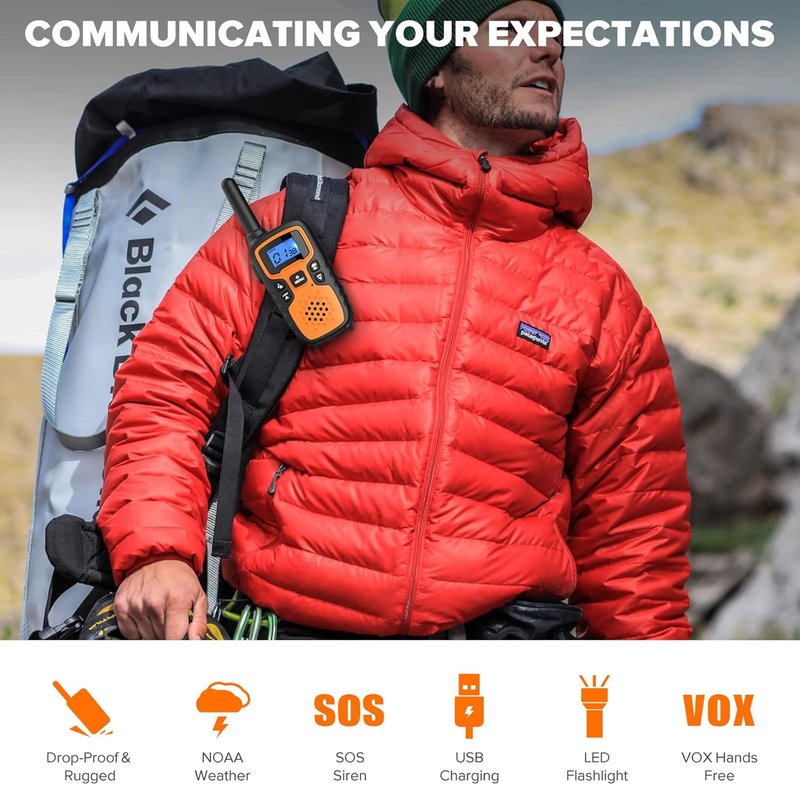 Walkie Talkies Long Range - Rechargeable 6 Pack for Adults | Ideal for Camping, Hunting & Emergency Use