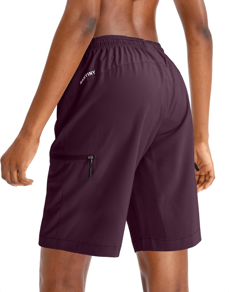 SANTINY Women's 5''/ 7''/9'' Hiking Cargo Shorts Quick Dry Lightweight Summer Shorts for Women Athletic Zipper Pockets(Dusty Purple_XL)