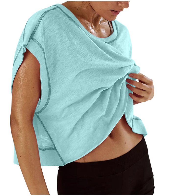 Open Back Workout Tops for Women, Womens Open Back Workout Tops Short Sleeve Y2k Yoga Shirts Athletic Gym Slouchy Crop Tshirt Casual Backless Running Tees
