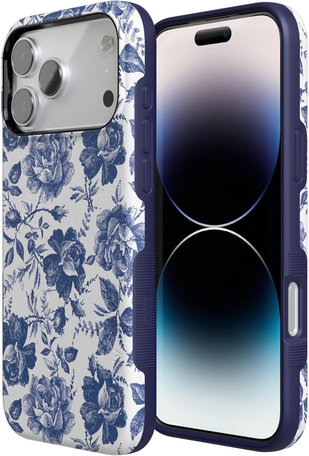 Casely iPhone 17 Pro Max Case | Rose to Fame | Blue & White Rose Floral | Compatible with MagSafe | Bold Protective Design