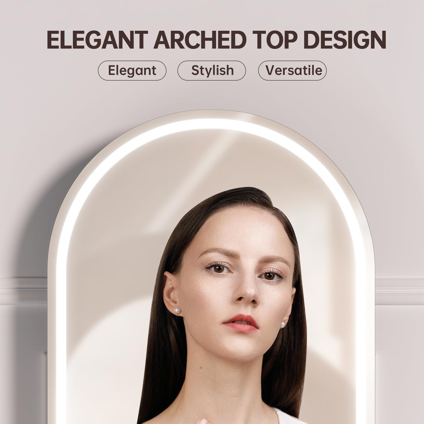 Hasipu Vanity Mirror with Lights, 11"× 14" Arched LED Makeup Mirror, Lighted Makeup Mirror with Lights, Smart Touch Control Dimmable 3 Modes Light 360°Rotation White