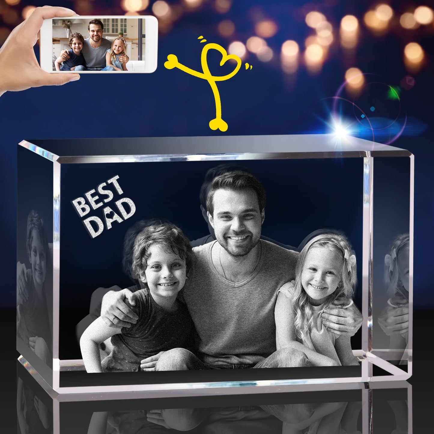 PD 3DPIXDANCE 3D Crystal Photo, Christmas Personalized Gift,Customized Gifts for Wife, Women, Him, Her, Dad and Mom. Custom Picture Gifts for Christmas, Father's Day, Birthday, Wedding, Anniversary, Memorial, Picture Gift for Pet Lovers.