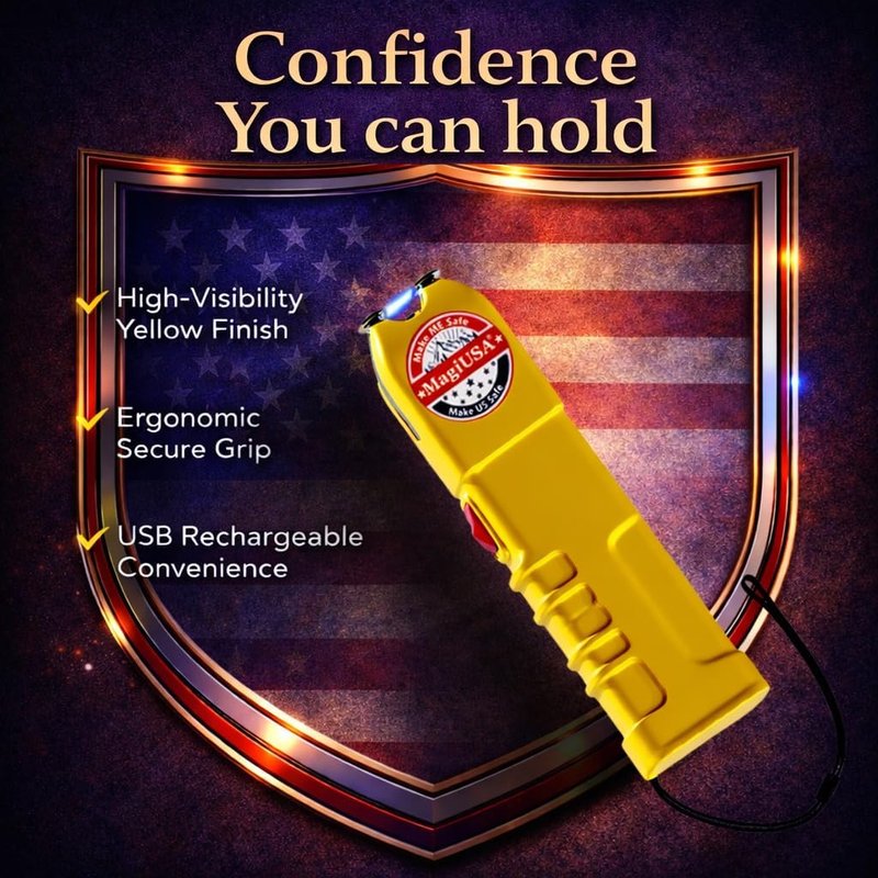 Heavy Tazer Stun Gun for Women - 989 MagiUSA Compact Electric Shock Flashlight with Safety Switch | Non-Lethal Emergency Protection
