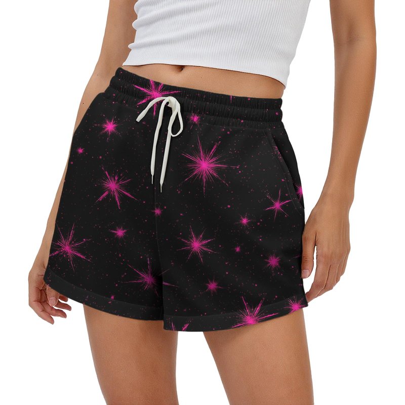 Black Pueple Sweat Shorts For Women Lightweight Breathable Comfortable Athletic Shorts With Pockets Women Elastic Waist Soft Casual Sweat Drawstring Design Loose Fit Beachwear Fashion Trendy,XL