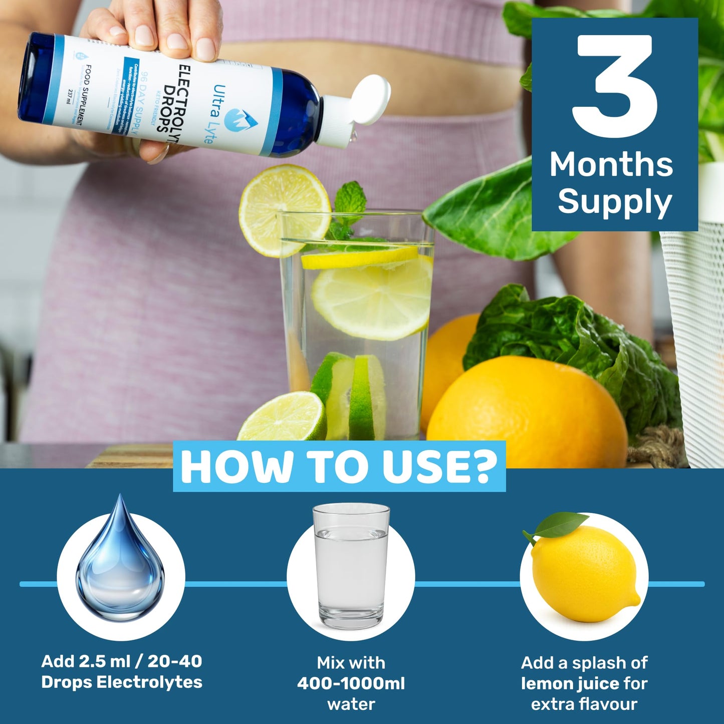 Ultra Lyte Keto Electrolytes Trace Mineral Drops – Highly Concentrated Mineral Supplements with Zero Calories – Vegan-Friendly Electrolyte Drops for Hydration, Muscle Cramp – 96 Servings