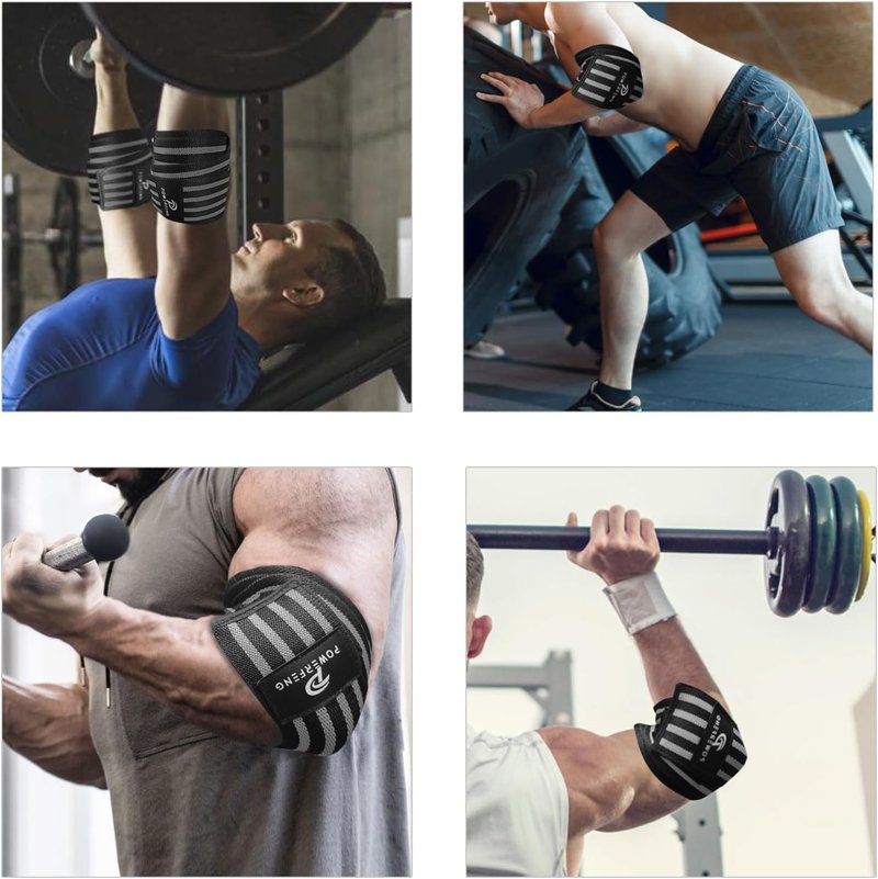 Elbow Wraps for Weightlifting - Supportive Elbow Sleeves for Bench Press, Cross Training & Powerlifting | Unisex Gym Gear