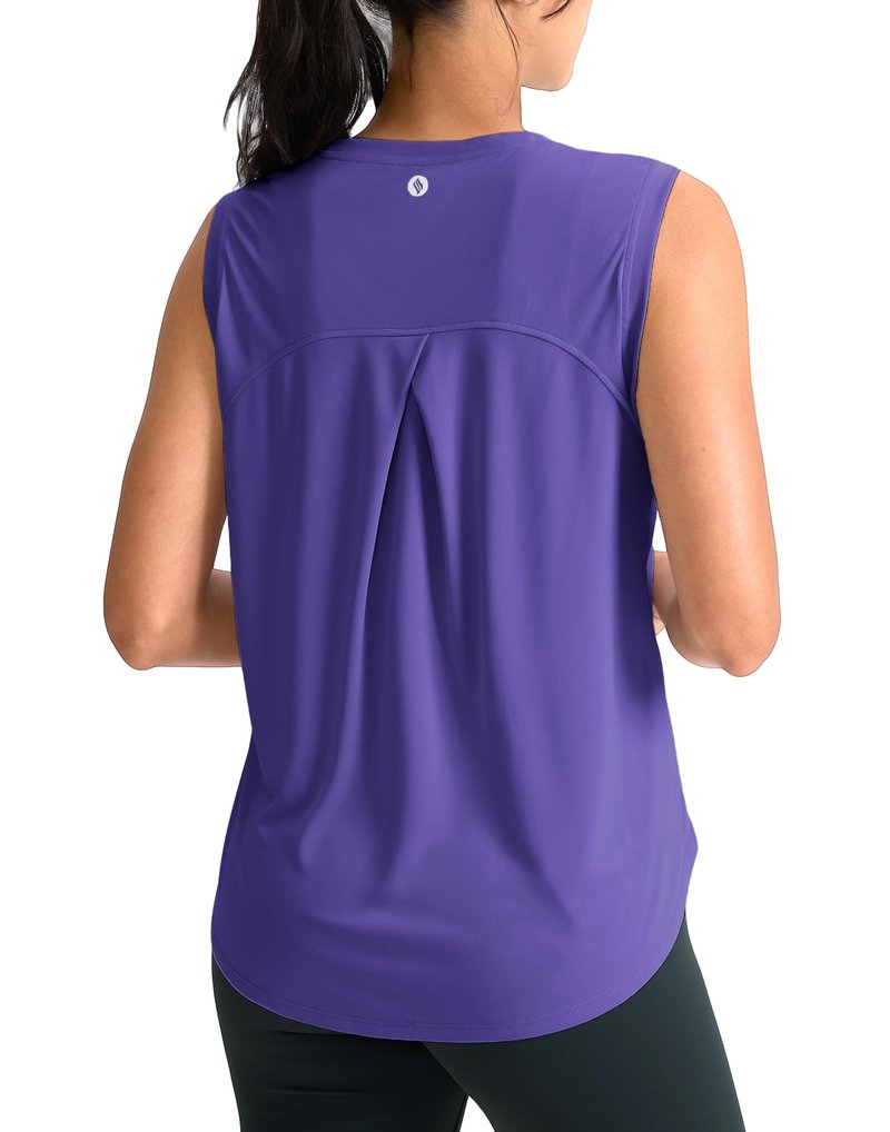 SANTINY Women's Sleeveless Workout Tops Breathable Lightweight Active Tennis Yoga Shirts Athletic Running Tank Tops for Women (Dark Purple_XS)