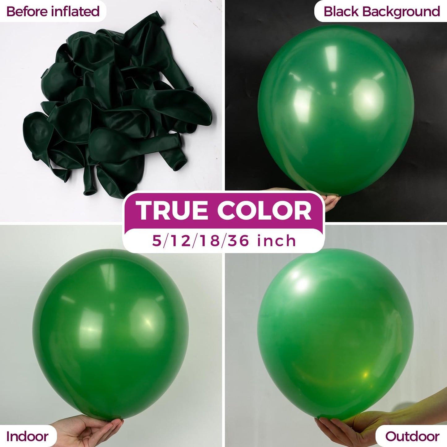 Bezente Green Balloons Latex Party Balloons - 100 Pack 12 inch Round Helium Balloons for Christmas Dark Green Themed Wedding Graduation Birthday Party Backdrop Decorations