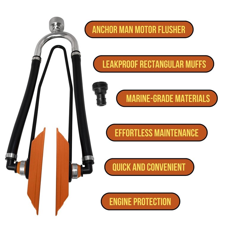 Anchor Man Outboard Motor Muffs Dual Feed Boat Motor Flusher, Water Muffs for Outboard Motor Flushing & Winterizing
