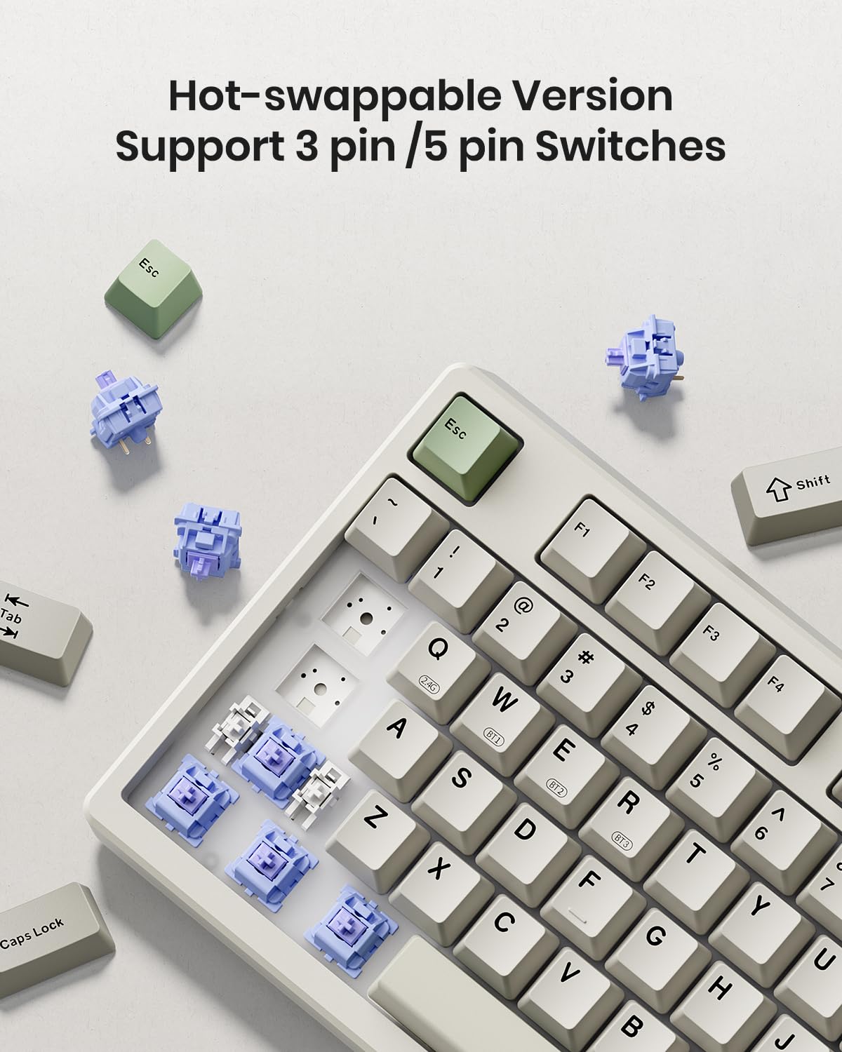 Wireless Mechanical Keyboard,Gasket Mounted with Creamy Sound,Bluetooth/2.4GHz/USB-C,Custom Hot Swappable,RGB Backlit,75% Compact Layout for Gaming/Typing/Win/Mac/PC (Retro Beige,Linear Switch)